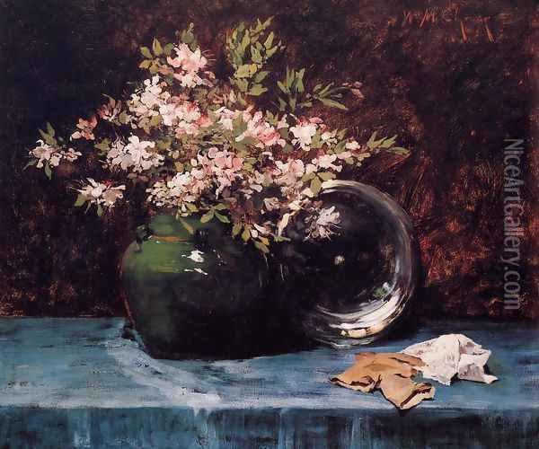 Azaleas Oil Painting - William Merritt Chase