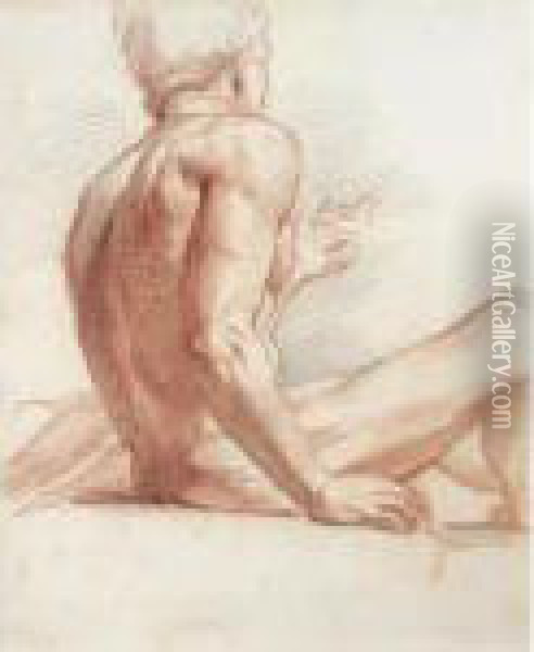 Study Of A Male Nude Oil Painting - George Richmond