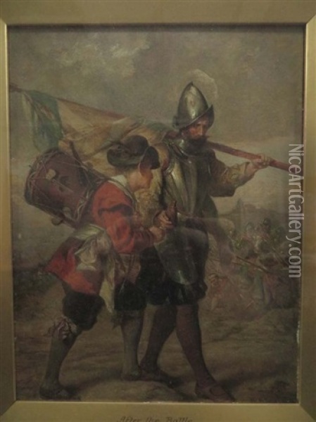 Historical Military Scene After Battle Oil Painting - Robert Alexander Hillingford