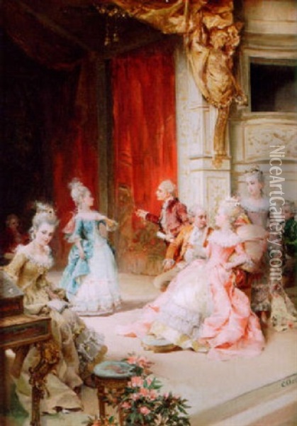 At The Ball Oil Painting - Cesare Auguste Detti