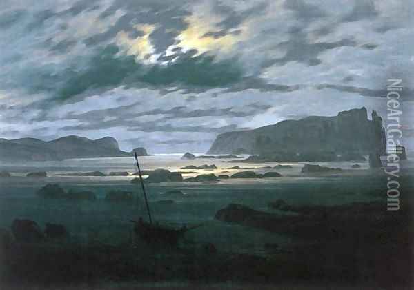The North Sea in Moonlight Oil Painting - Caspar David Friedrich