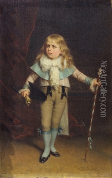 Portrait Of A Noble Child Oil Painting - Michele Gordigiani