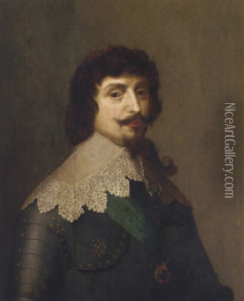 Portrait Of King Frederick V Of Bohemia, The Winter King In Armour Oil Painting - Gerrit Van Honthorst