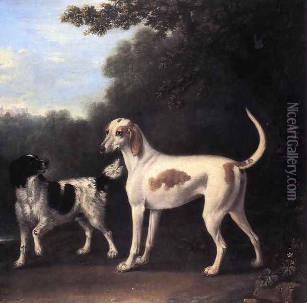Two of the Duchess of Marlborough's Dogs Oil Painting - John Wootton