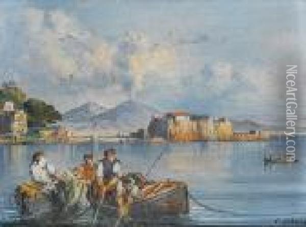 Castel Del Ovo, Naples Oil Painting - Consalvo Carelli