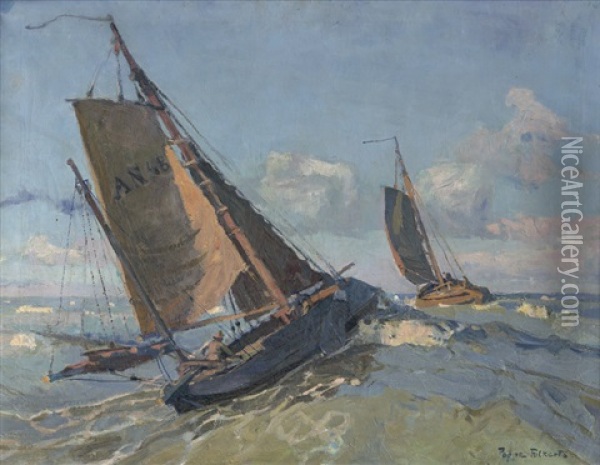 Fischerboote Vor Norderney Oil Painting - Poppe Folkerts