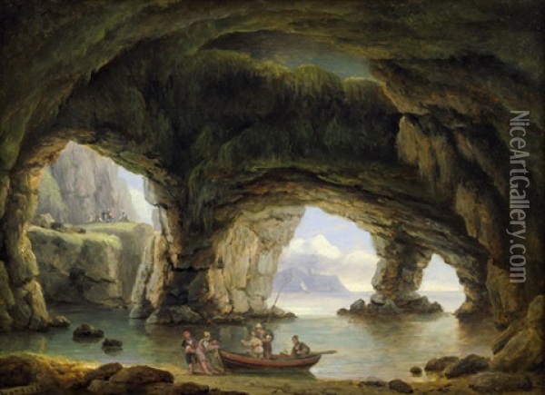 Die Grotta Di Palazzo Bei Polignano A Mare In Apulien Oil Painting - Thomas Luny
