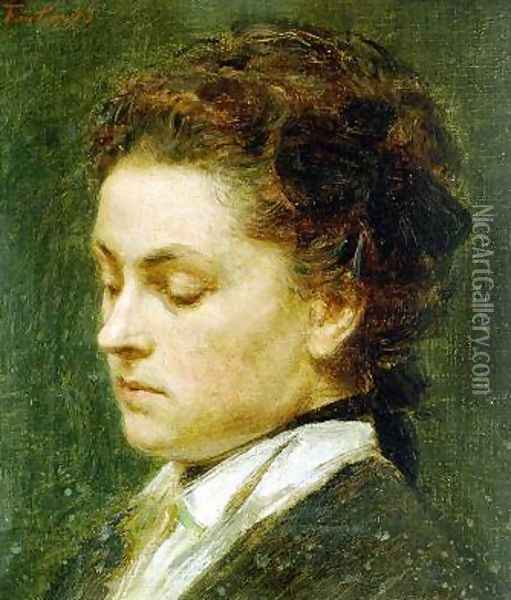Ritratto di Giovane Donna (Portrait of Giovane Donna) Oil Painting - Ignace Henri Jean Fantin-Latour