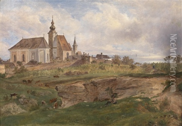 Blick Auf Die Fischerkirche In Rust Am Neusiedlersee Oil Painting - Friedrich Loos