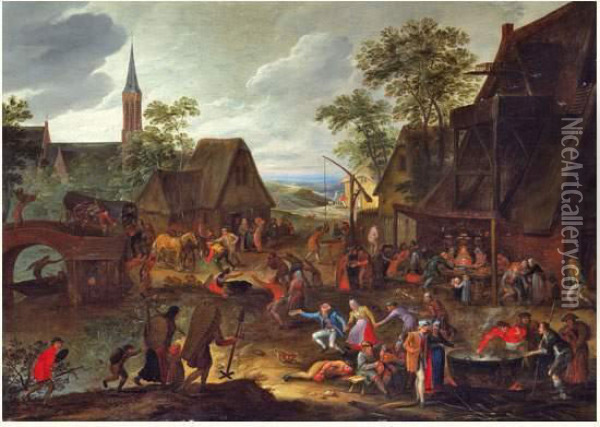 Fete De Village Oil Painting - Adam Frans van der Meulen