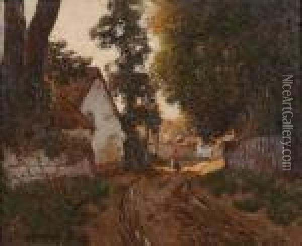 Le Chemin Creux A Saint Valery Oil Painting - Louis Braquaval