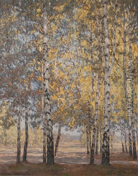 Birken Im Herbst Oil Painting - Otto Altenkirch