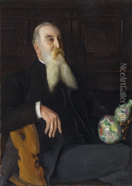 Portrait D'aloys Revillod Oil Painting - Ernest Bieler