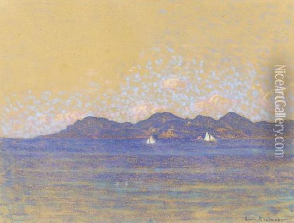 Sommerliche Seepartie Mit Segelbooten In Frankreich Oil Painting - Louis Rheiner