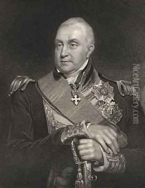 Admiral Edward Pellew, engraved by William Holly 1807-71 from National Portrait Gallery, volume III, published c.1835 Oil Painting - William Owen