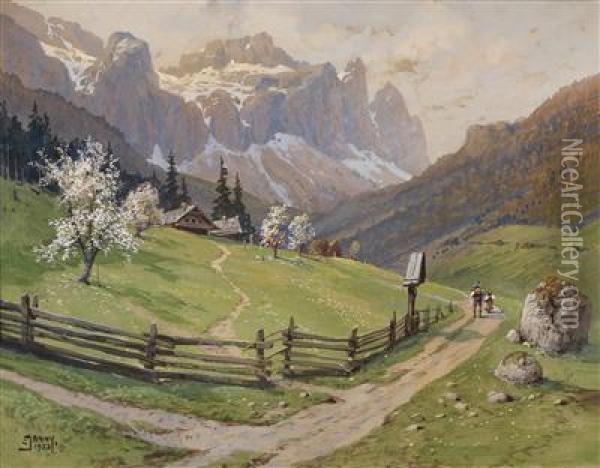 Spring In The Mountains Oil Painting - Georg Janny
