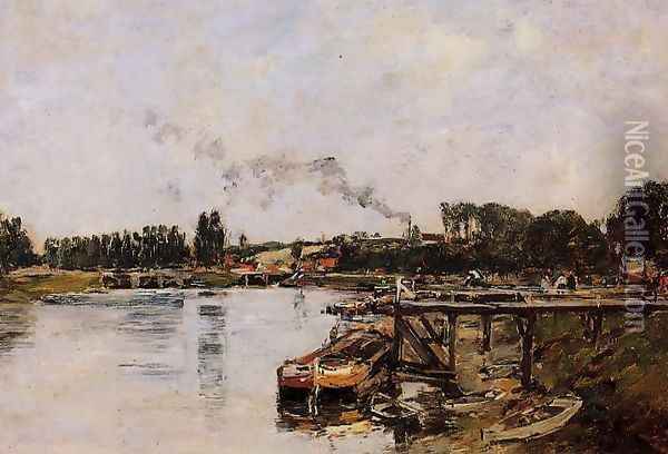 Saint Valery sur Somme, the Abbeville Canal Oil Painting - Eugene Boudin