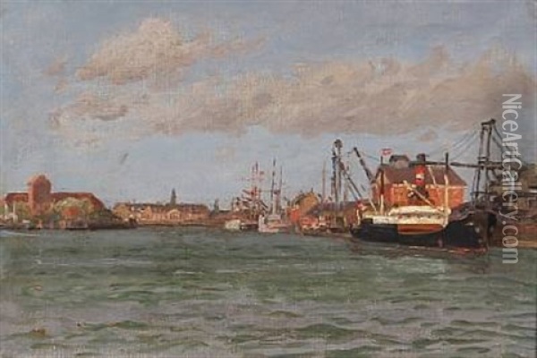View From Korsor Habour Oil Painting - Vilhelm Karl Ferdinand Arnesen