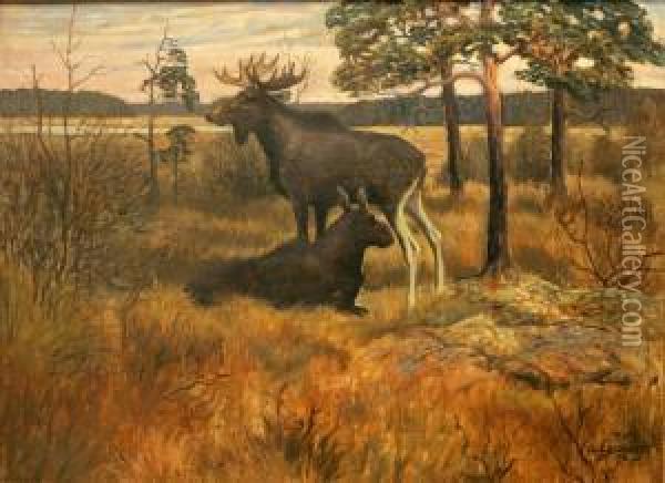 Algar I Landskap Oil Painting - Emil Nordberger