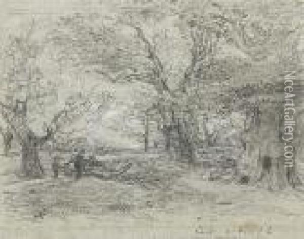 Woodcutters, Bray Wood, Windsor Oil Painting - John Linnell