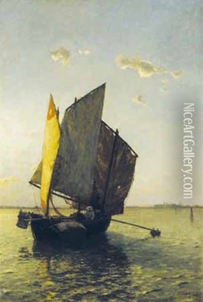 Venezianisches Fischerboot Oil Painting - Gustav Schoenleber