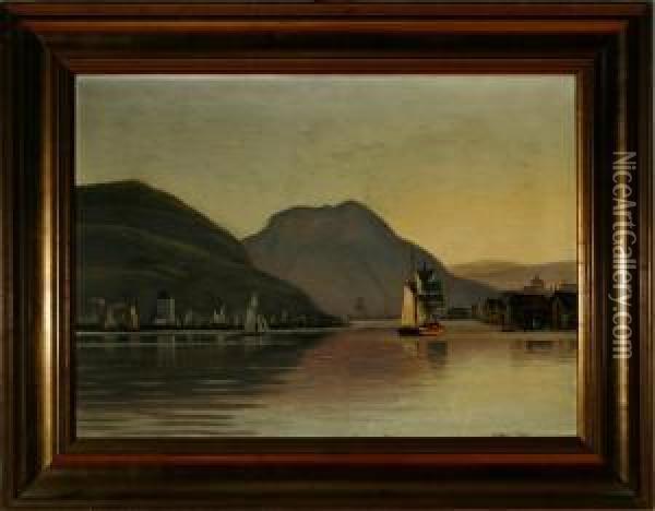 The Entrance Of Bergen Oil Painting - Alfred Theodor Olsen