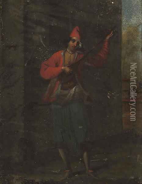 A man playing a lute Oil Painting - Jean-Baptiste Van Moor