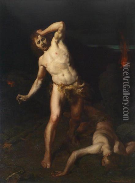 Cain And Abel Oil Painting - Hermann Clementz