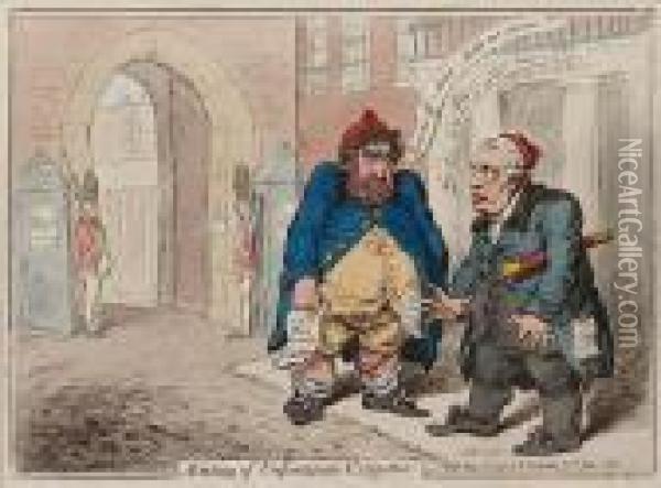 Meeting Of Unfortunate Citoyens Oil Painting - James Gillray