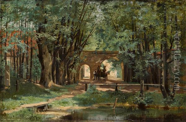 A Wooded Landscape Oil Painting - Elisabeth Von Eicken