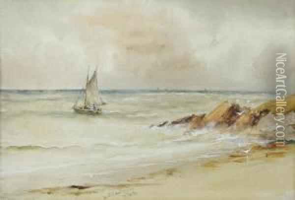 Sailing Boat Off The Coast Oil Painting - William Bingham McGuinness