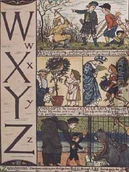 W to Z from an alphabet based on old nursery rhymes Oil Painting - Walter Crane