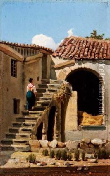 Casa A Portici - 1867 Oil Painting - Marco De Gregorio