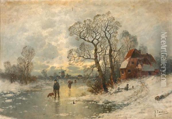 Winterlandschaft. Oil Painting - Sandor L. Landeau