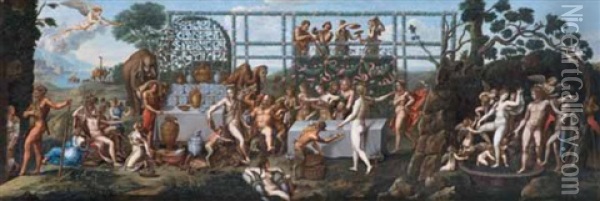 Il Convitto Degli Dei Oil Painting - Giulio Romano