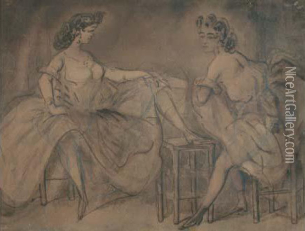 Deux Femmes Au Salon Oil Painting - Constantin Guys