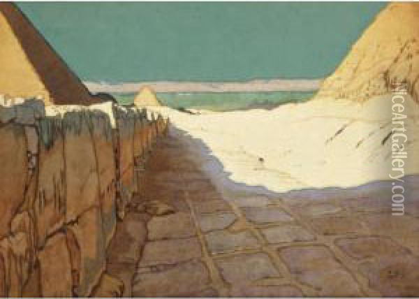 Egyptian Landscape Oil Painting - Ivan Iakovlevich Bilibine