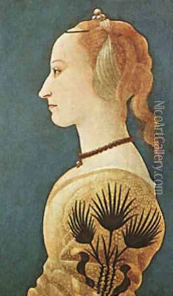 Portrait Of A Lady In Yellow c. 1465 Oil Painting - Baldovinetti Alessio
