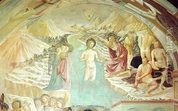 Baptism of Christ Oil Painting - Tommaso Masolino (da Panicale)