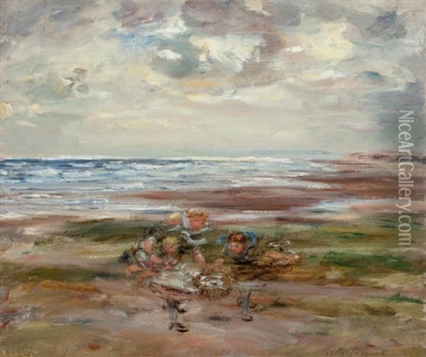 A Fisher Family (carnoustie Bay) Oil Painting - William McTaggart