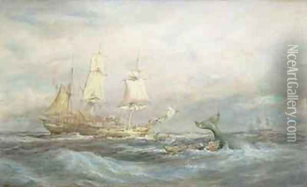 Colonial Whaler 'Fame' Oil Painting - Oswald Walter Brierly