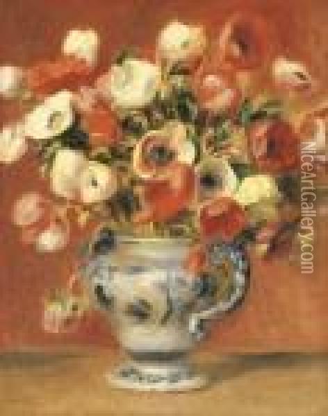 Vase D'anemones Oil Painting - Pierre Auguste Renoir
