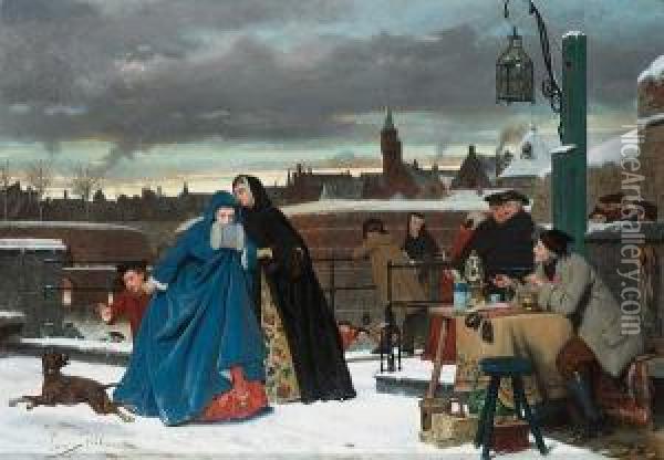 A Winter Outing Oil Painting - Auguste Serrure
