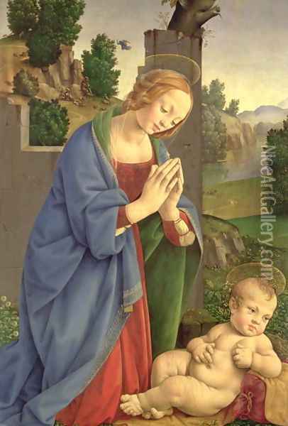 The Virgin Adoring the Child 1490-1500 Oil Painting - Lorenzo Di Credi