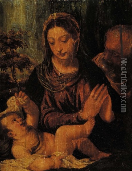 Sacra Famiglia Oil Painting - Bonifazio de Pitati