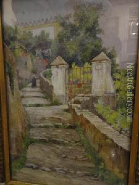 Viuzza Di Capri Oil Painting - Attilio Zanchelli