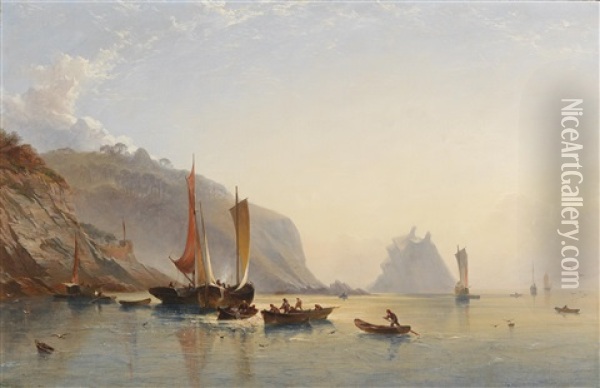 Boats Tucking Oil Painting - William Williams Of Plymouth