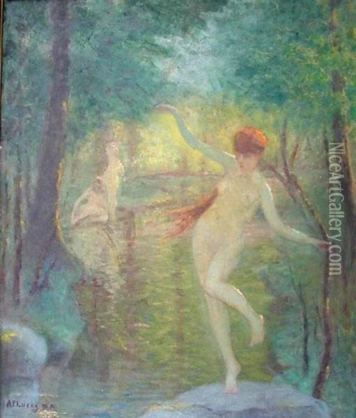 Bathers Oil Painting - Albert Pike Lucas