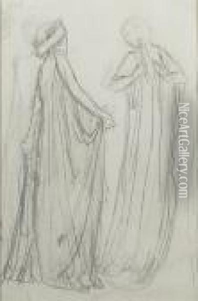 Study For 'courts Of Heaven' Oil Painting - Sir Edward Coley Burne-Jones