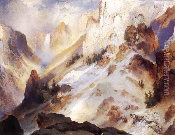 Yellowstone Canyon Oil Painting - Thomas Moran